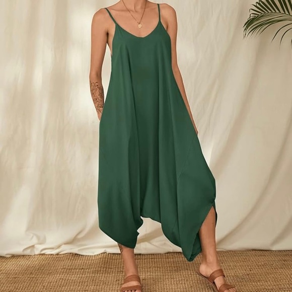 2- Red-Black Tropical Harem Jumpsuit - Picture 10 of 10